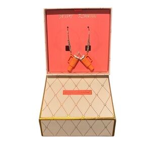 Betsey Johnson Vibrant Orange and Silver Earrings
